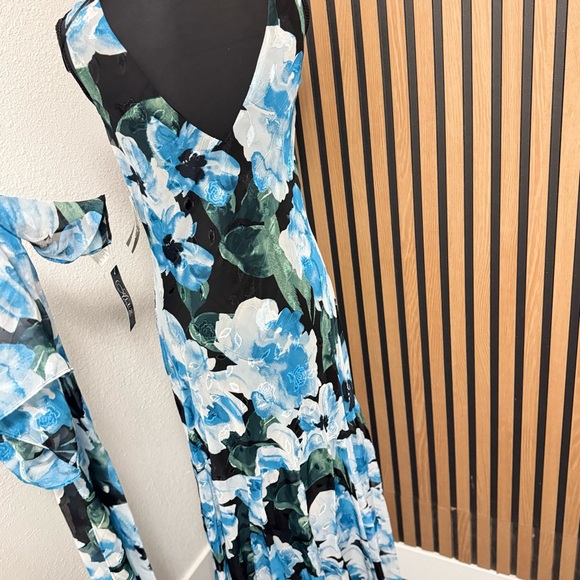 Alex Evenings Blue & Teal Floral Maxi Dress with Shawl - Picture 3 of 10